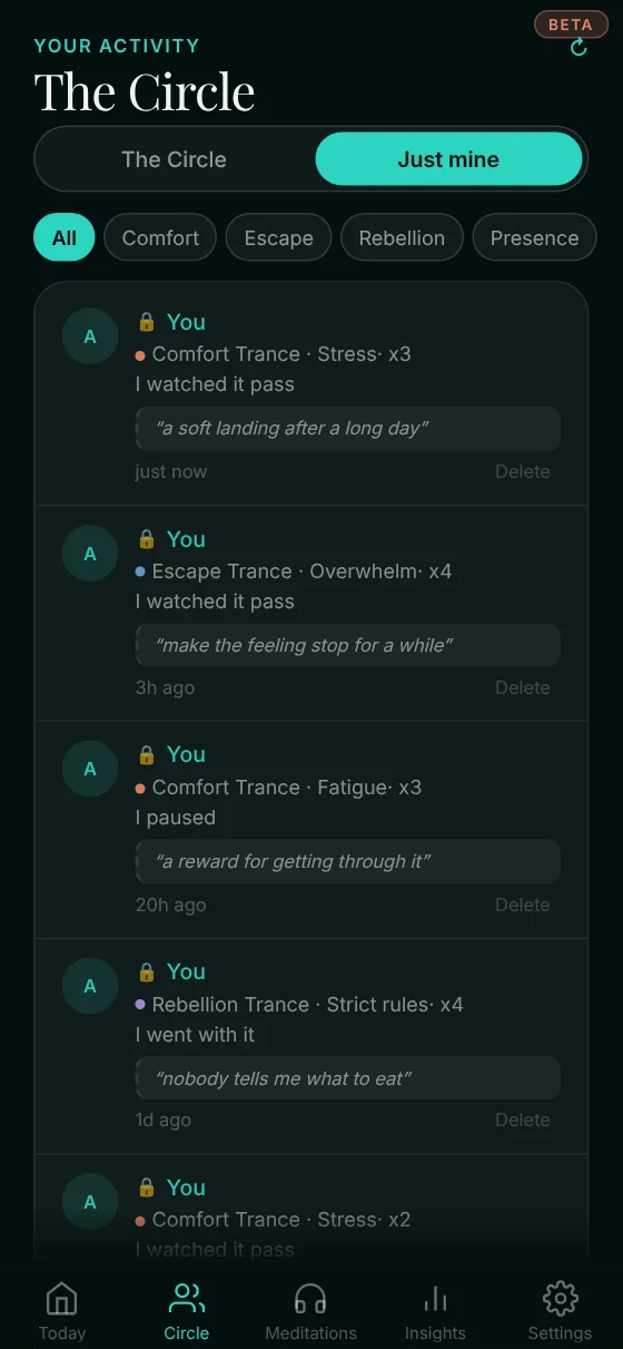 Trance Tracker app — Watch it gather