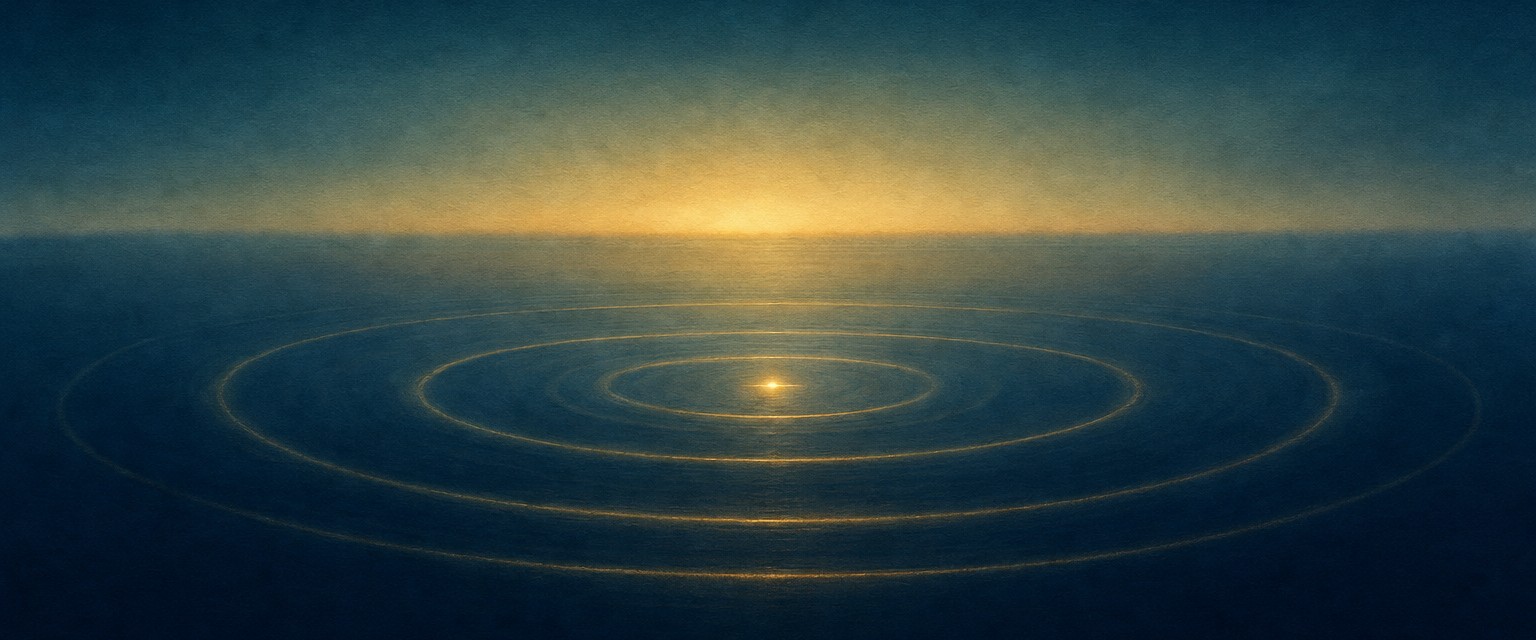 Golden ripples spreading at dawn